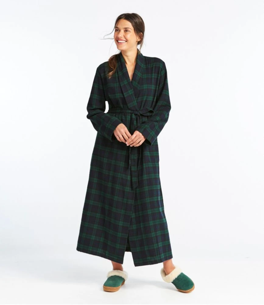 L.L.Bean Women's Scotch Plaid Flannel Robe - Image 2