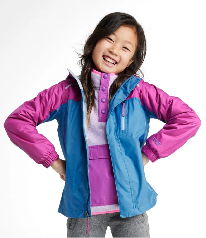 L.L.Bean Kids' Trail Model Rain Jacket, Colorblock - Image 3
