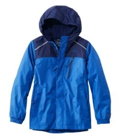 L.L.Bean Kids' Trail Model Rain Jacket, Lined, Colorblock