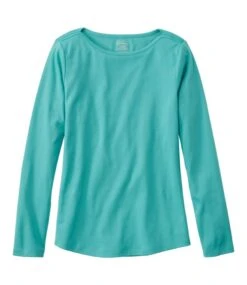 L.L.Bean Women's Pima Cotton Shaped Tee, Long-Sleeve Boatneck