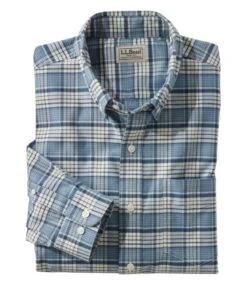 L.L.Bean Men's Comfort Stretch Oxford Shirt, Slightly Fitted Untucked Fit, Plaid