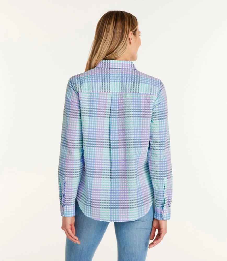 L.L.Bean Women's Vacationland Seersucker Shirt, Long-Sleeve Plaid - Image 3