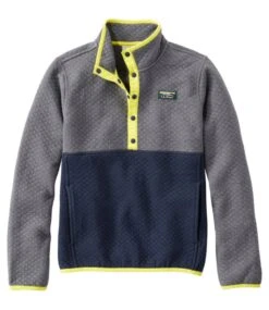 L.L.Bean Kids' Quilted Quarter-Snap Pullover, Colorblock