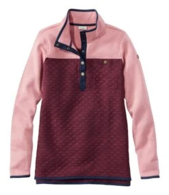L.L.Bean Women's Quilted Sweatshirt, Mockneck Tunic Colorblock