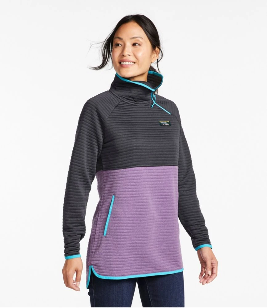 L.L.Bean Women's Airlight Knit Asymmetrical Quarter-Zip Tunic, Colorblock - Image 2