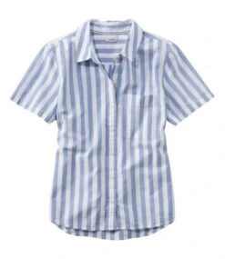 L.L.Bean Women's Organic Classic Cotton Shirt, Stripe, Short-Sleeve