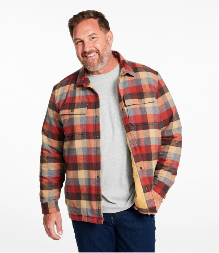 L.L.Bean Men's PrimaLoft Lined Chamois Shirt Jac, Traditional Untucked Fit, Plaid - Image 4