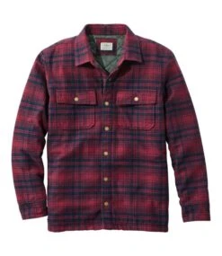 L.L.Bean Men's PrimaLoft Lined Chamois Shirt Jac, Traditional Untucked Fit, Plaid