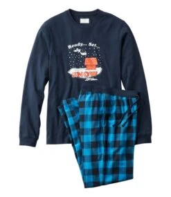 L.L.Bean X Peanuts Men's Camp PJ Set, Ready Set Snow