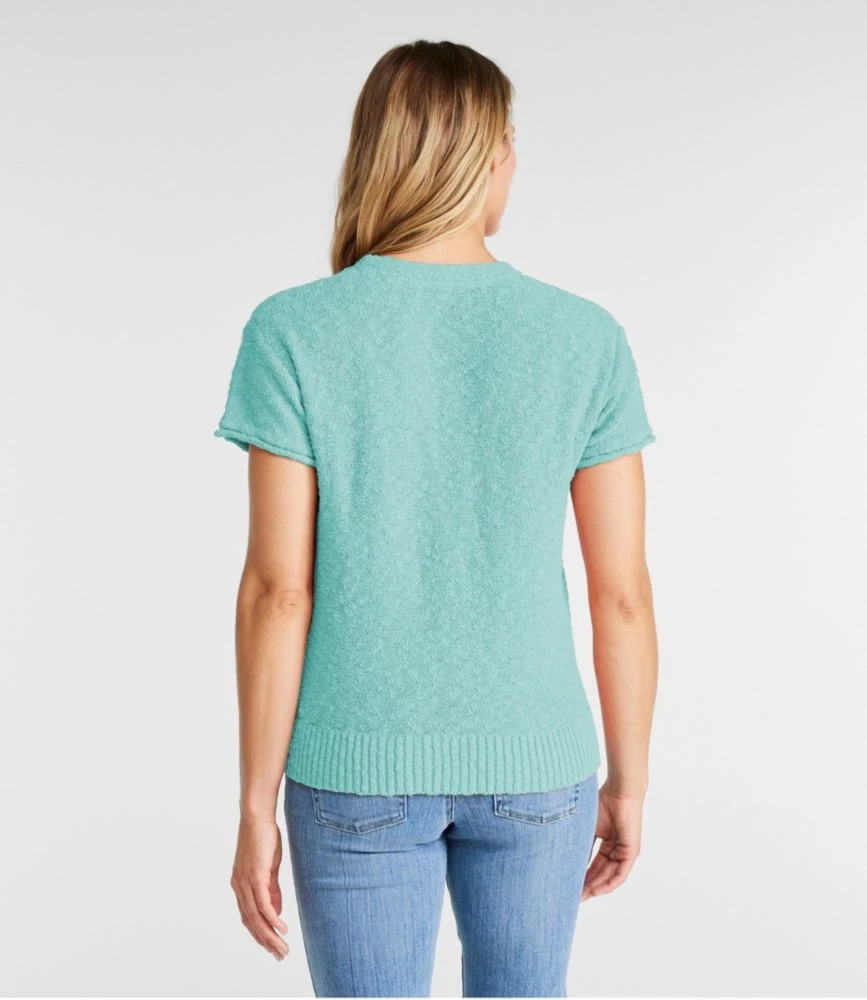 L.L.Bean Women's Midweight Cotton Slub Sweater, Henley Short-Sleeve - Image 3