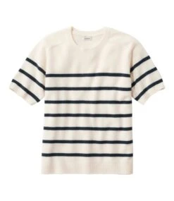 L.L.Bean Women's Classic Cashmere Sweater, Short-Sleeve Tee Stripe